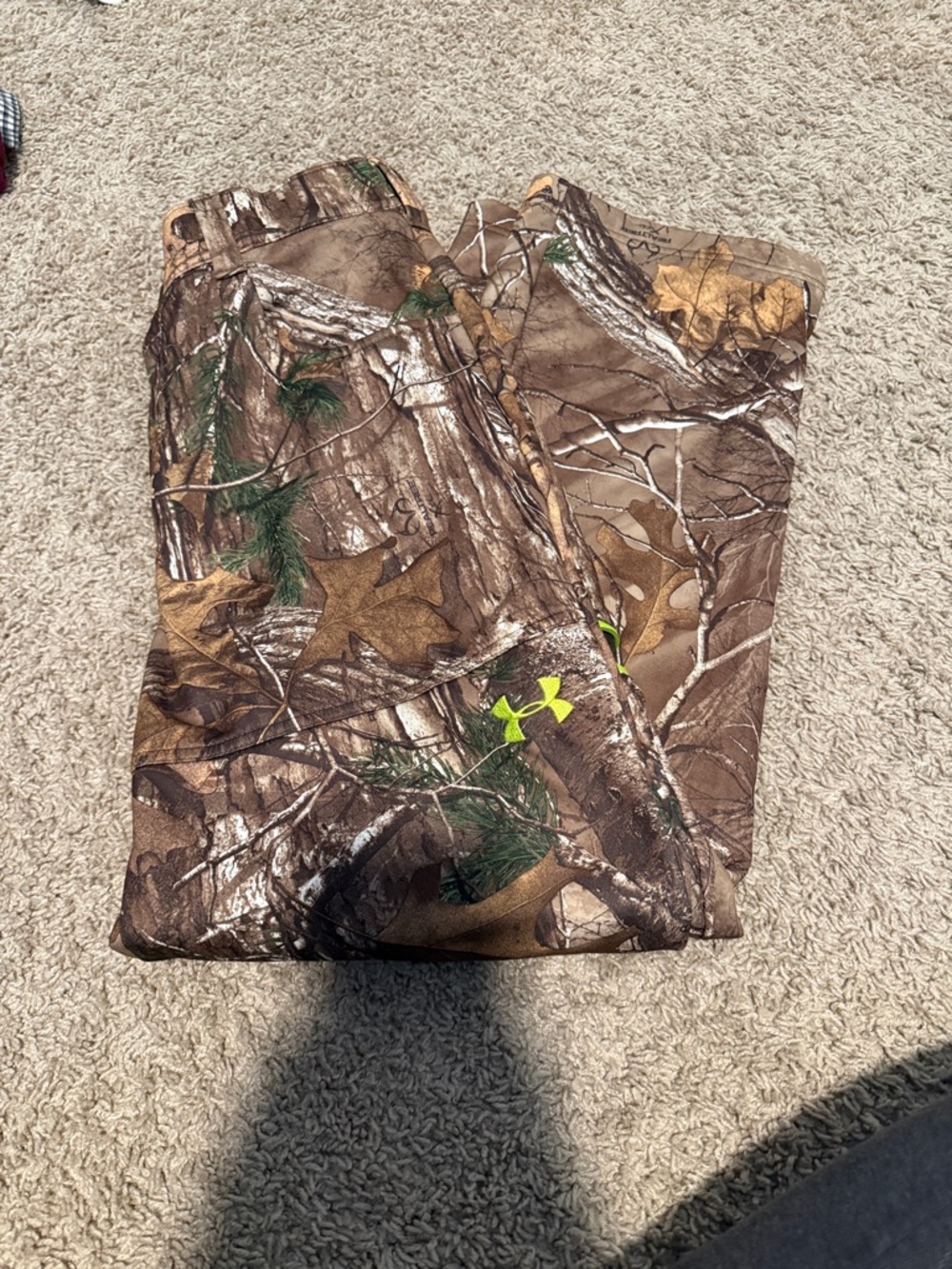 Under Armour Realtree Camo Pants with Neon Logo - Brown/Green